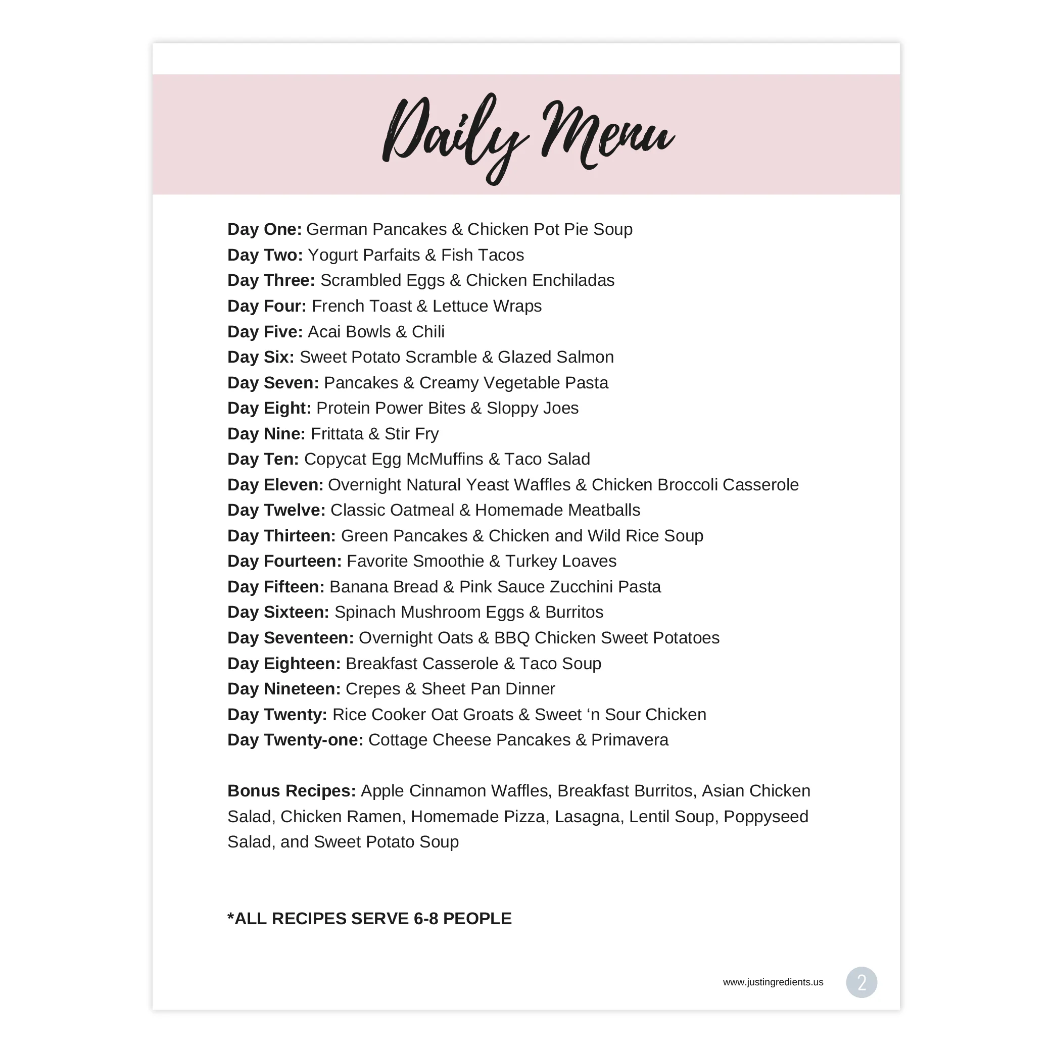 Just Ingredients Cookbook: 21 Days of Meals - Digital Download - Image 3